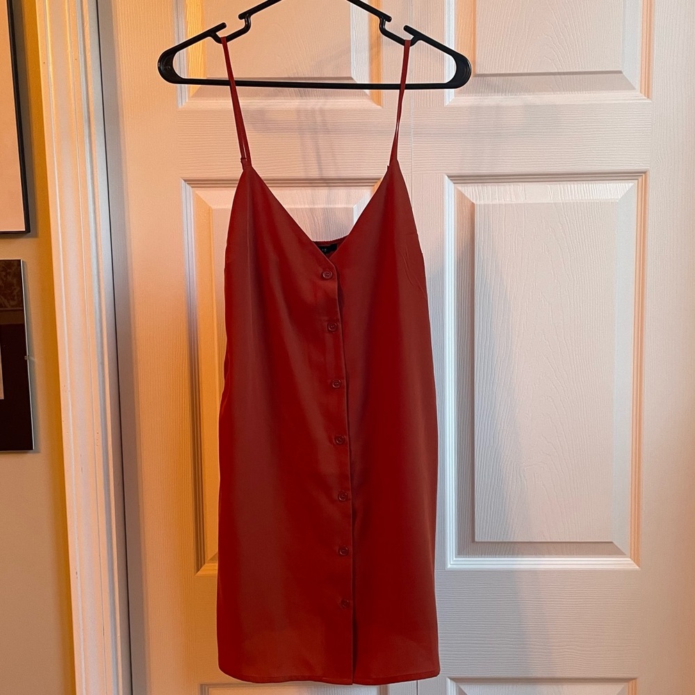 Forever 21 burnt orange button sleeveless summer dress sz large